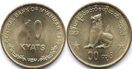 coin Myanmar 10 kyat 1999