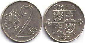 coin Czechoslovakia 2 koruny 1991
