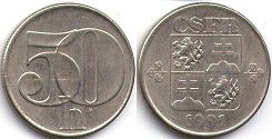 coin Czechoslovakia 50 haleru 1991