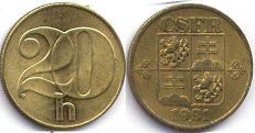 coin Czechoslovakia 20 haleru 1991