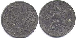 mince Bohemia & Moravia 50 halerov 1941