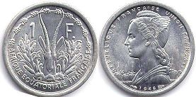 piece Française Equatorial Africa 1 franc 1948