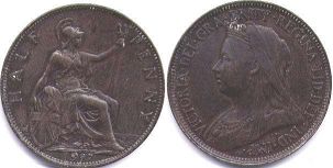 coin UK old coin half penny 1897