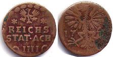 Münze Aachen 4 Heller 174?
