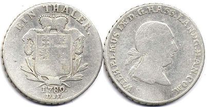 coin Hesse-Cassel 1 taler 1789