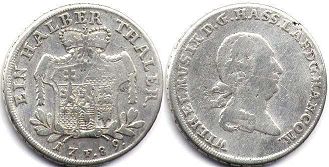 coin Hesse-Cassel 1/2 taler 1789