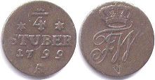 Münze Ostfriesland 1/4 stuber 1799