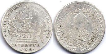 Münze Bayreuth 20 kreuzer 1763