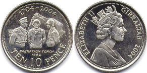 coin Gibraltar 10 pence 2004