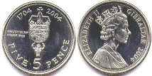 coin Gibraltar 5 pence 2004