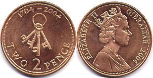 coin Gibraltar 2 pence 2004