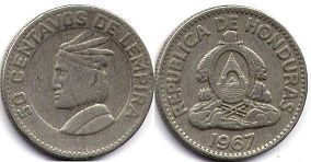 moneda Honduras 50 centavos 1967