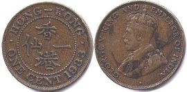 coin Hong Kong 1 cent 1933