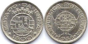coin Portuguese India 1 escudo 1958