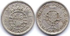 coin Macau 50 avos 1952