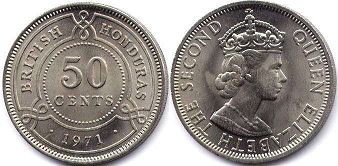 coin British Honduras 50 cents 1971