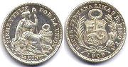 coin Peru 1/2 dinero 1908