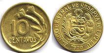 coin Peru 10 centavos 1970