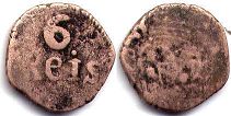 coin Portuguese India 6 reis no date (1792-1816)