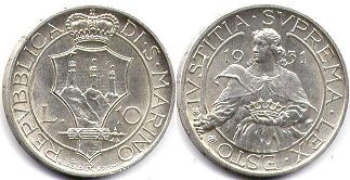 moneta San Marino 10 lire 1931