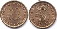 coin Saint Thomas and Prince 50 centavos 1962