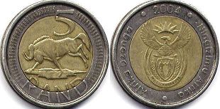 coin South Africa 5 rand 2004