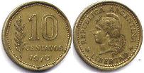moneda Argentina 10 centavos 1970