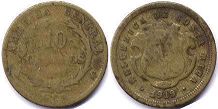 moneda Costa Rica 10 centavos 1919