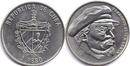 moneda Cuba 1 peso 2002 Lenin