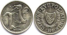 coin Cyprus 2 cents 1998