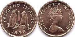 coin Falkland 1 penny 1998