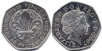 monnaie UK 50 pence 2007