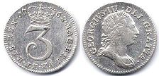 monnaie UK vieille 3 pence 1762