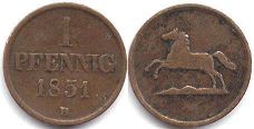 Münze Braunschweig-Wolfenbüttel 1 pfennig 1851