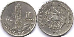 coin Guatemala 10 centavos 1967