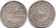 moneda Guatemala 5 centavos 1961