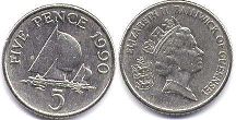 coin Guernsey 5 pence 1990