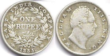 coin East India Company 1 rupee 1835