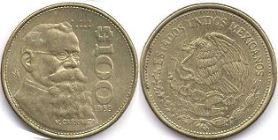 moneda Mexico 100 pesos 1989