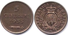 coin San Marino 5 centesimi 1935
