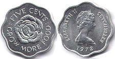 coin Seychelles 5 cents 1972