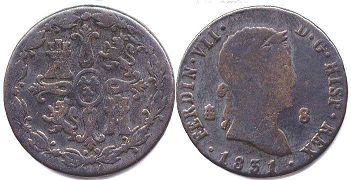 coin Spain 8 maravedis 1831