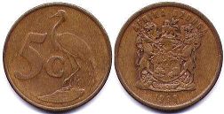 coin South Africa 5 cents 1998