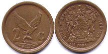coin South Africa 2 cents 1994