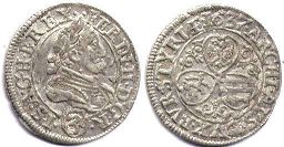 coin RDR Austria 3 kreuzer 1637