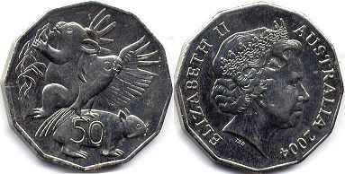 australian commemmorative coin 50 cents 2004