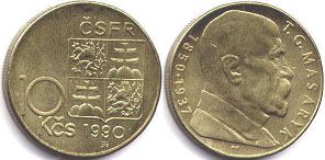 coin Czechoslovakia 10 korun 1990
