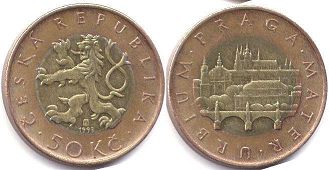 mince Czech 50 korun 1993