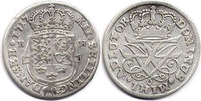 mynt Danmark 12 skilling 1717