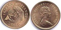 coin Falkland 1/2 penny 1980